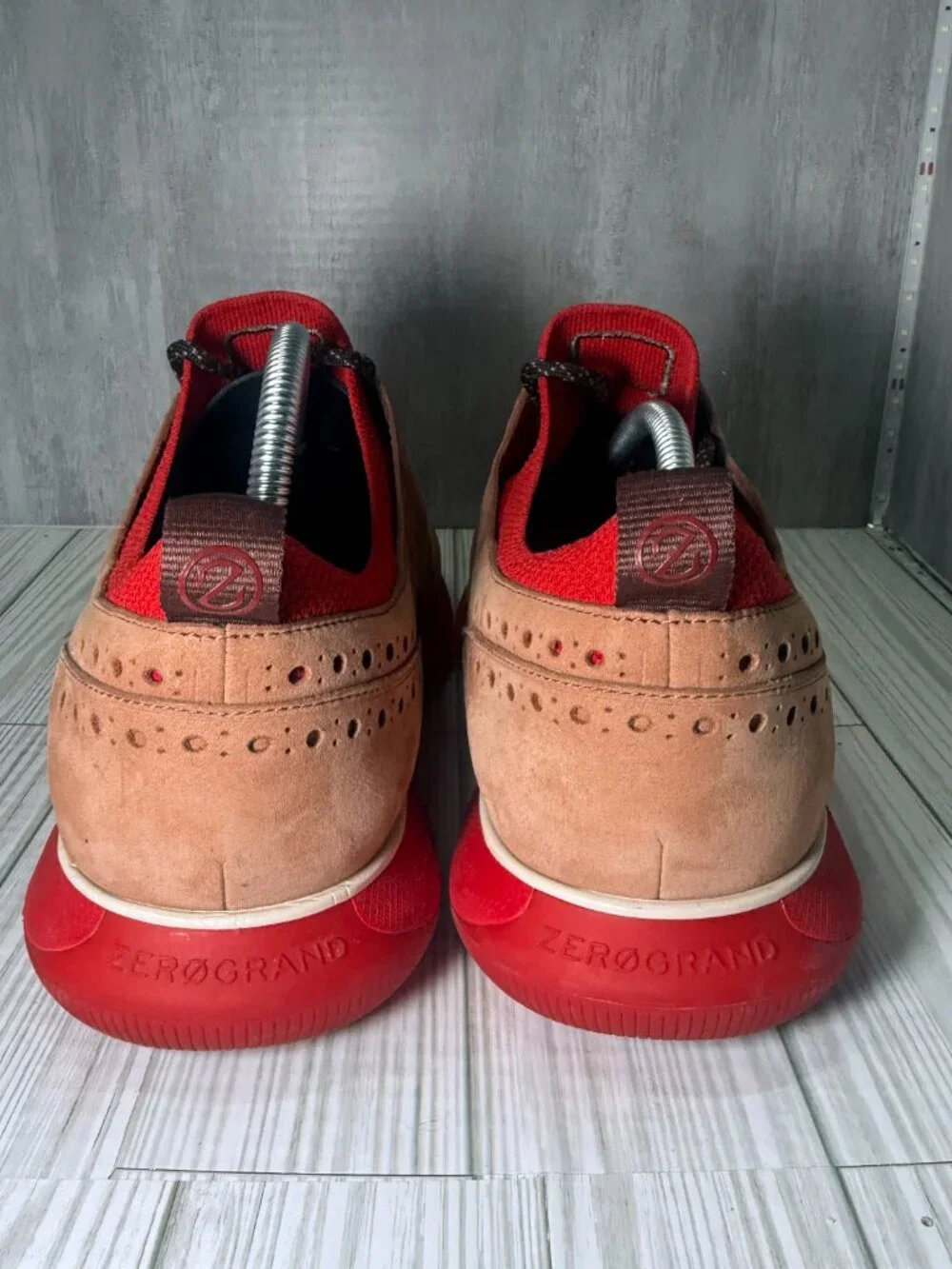 Cole Haan ZERØGRAND Wingtip Oxford Shoes Men's 13M Tan Suede Red C33628 EXCELLEN